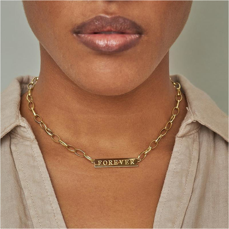 Medium Edith Link Necklace With Nameplate