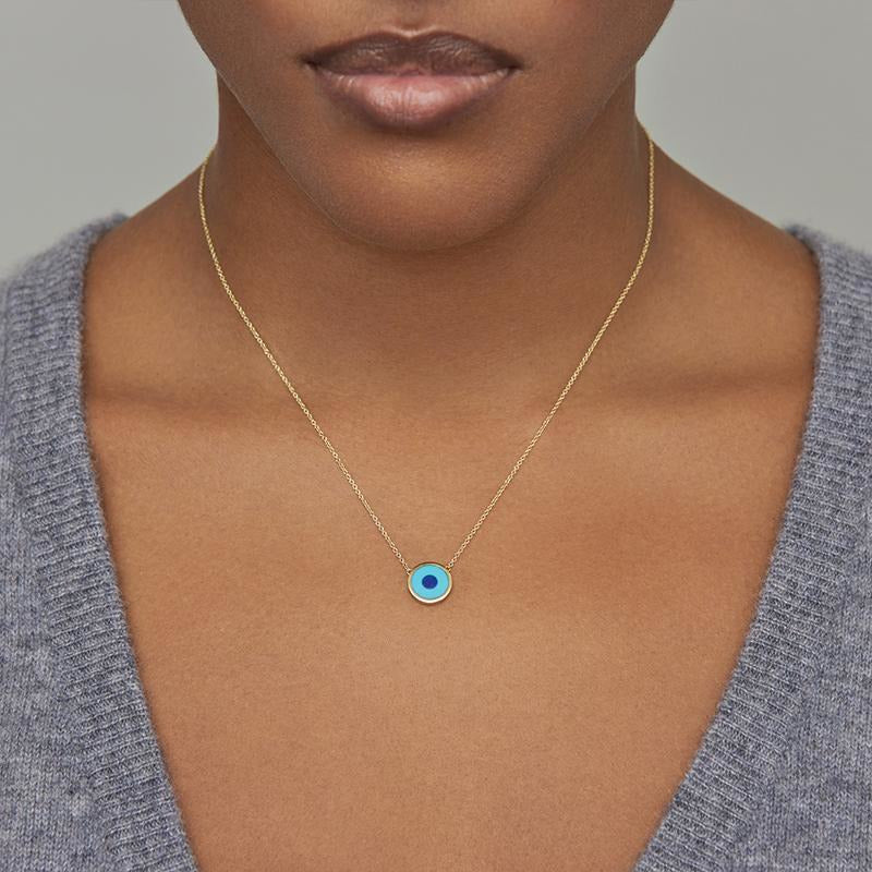 Mini Turquoise Inlay Evil Eye Necklace