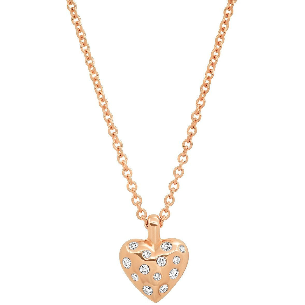 Mini Reversible Diamond and Gold Puffy Heart Necklace