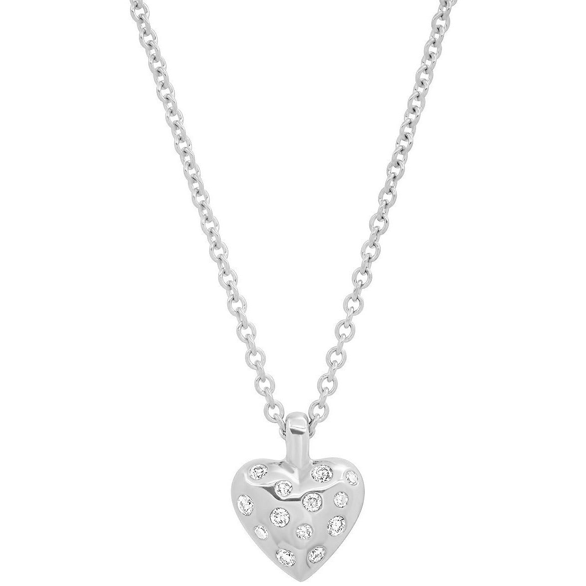 Mini Reversible Diamond and Gold Puffy Heart Necklace