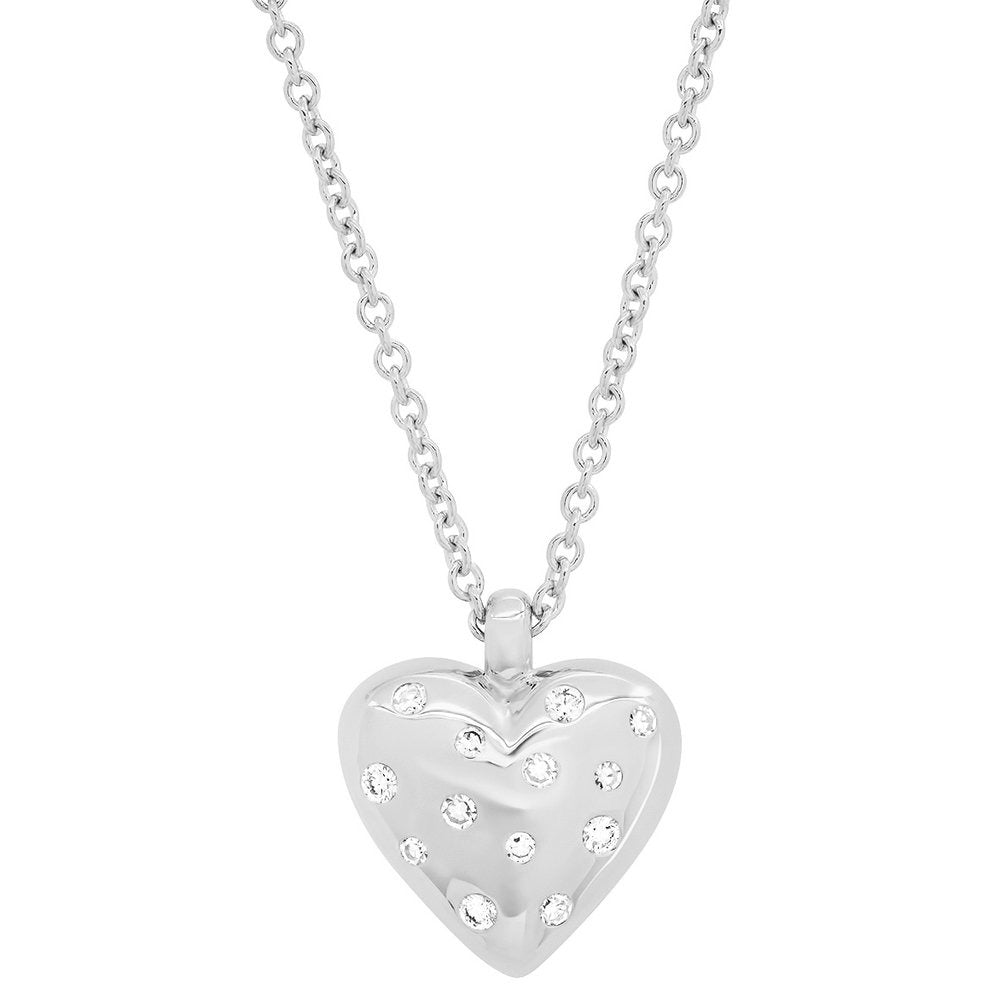 Small Reversible Diamond and Gold Puffy Heart Necklace