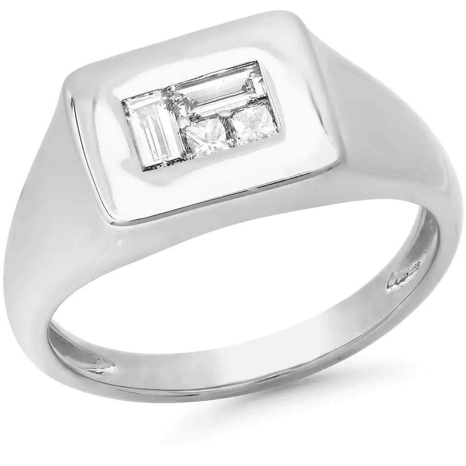 Diamond Multi Cut Illusion Signet Ring