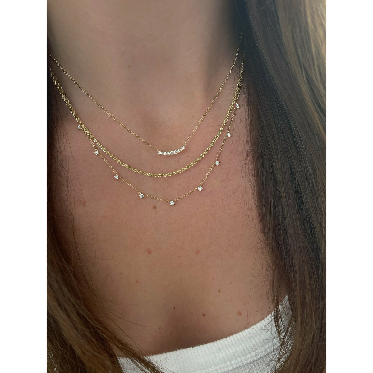 9 Prong Set Diamond Necklace