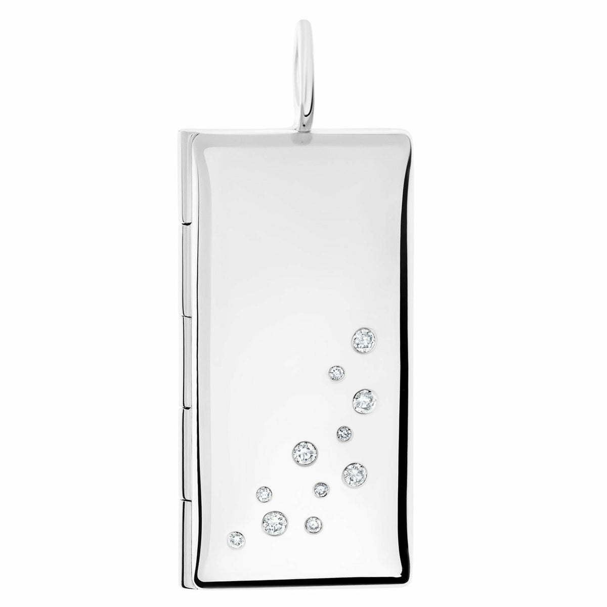 Silver Rectangular Locket with Diamonds