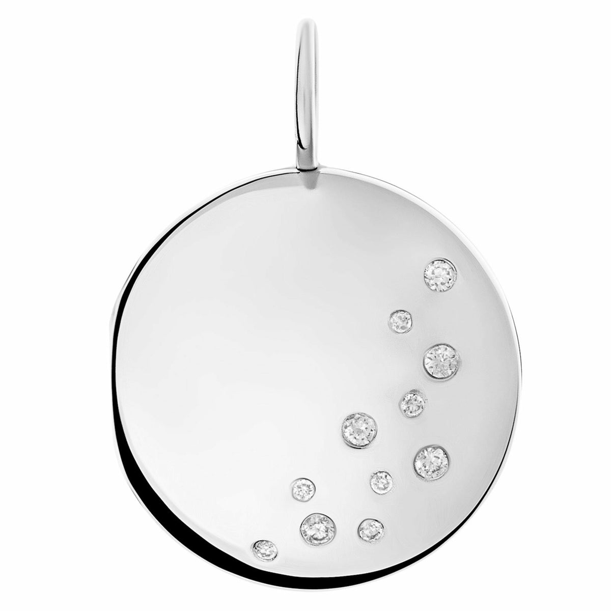 Silver Round Locket with Diamonds