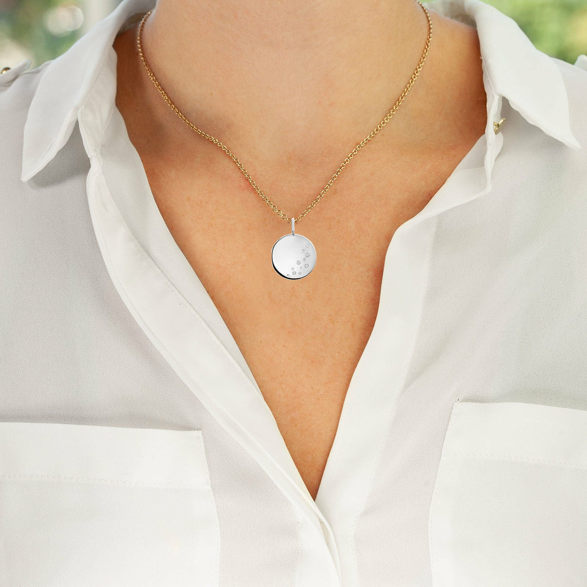 Silver Round Locket with Diamonds and a Personalized Page