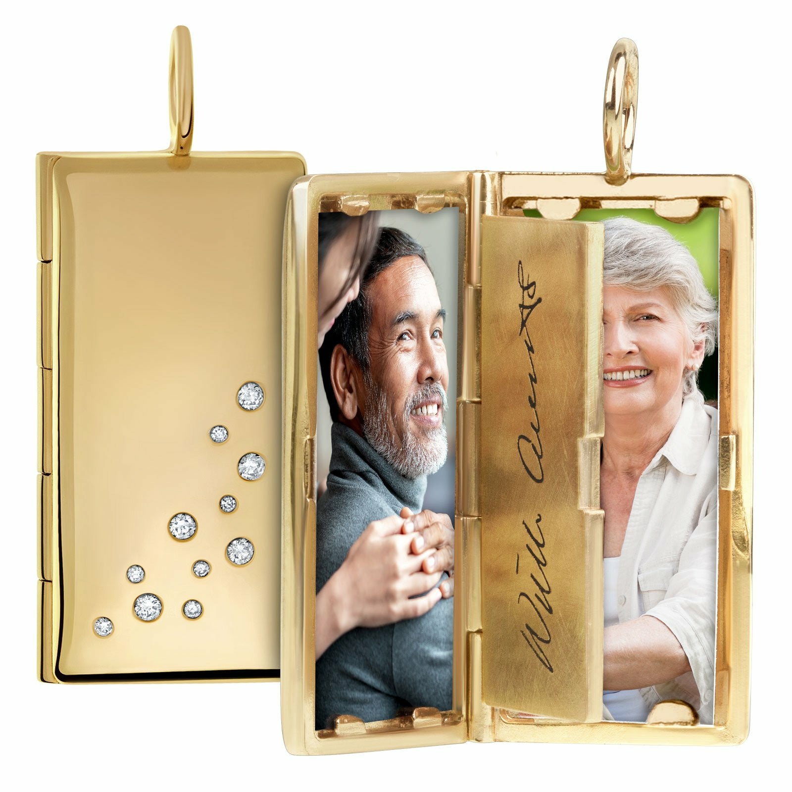 Gold sales rectangle locket
