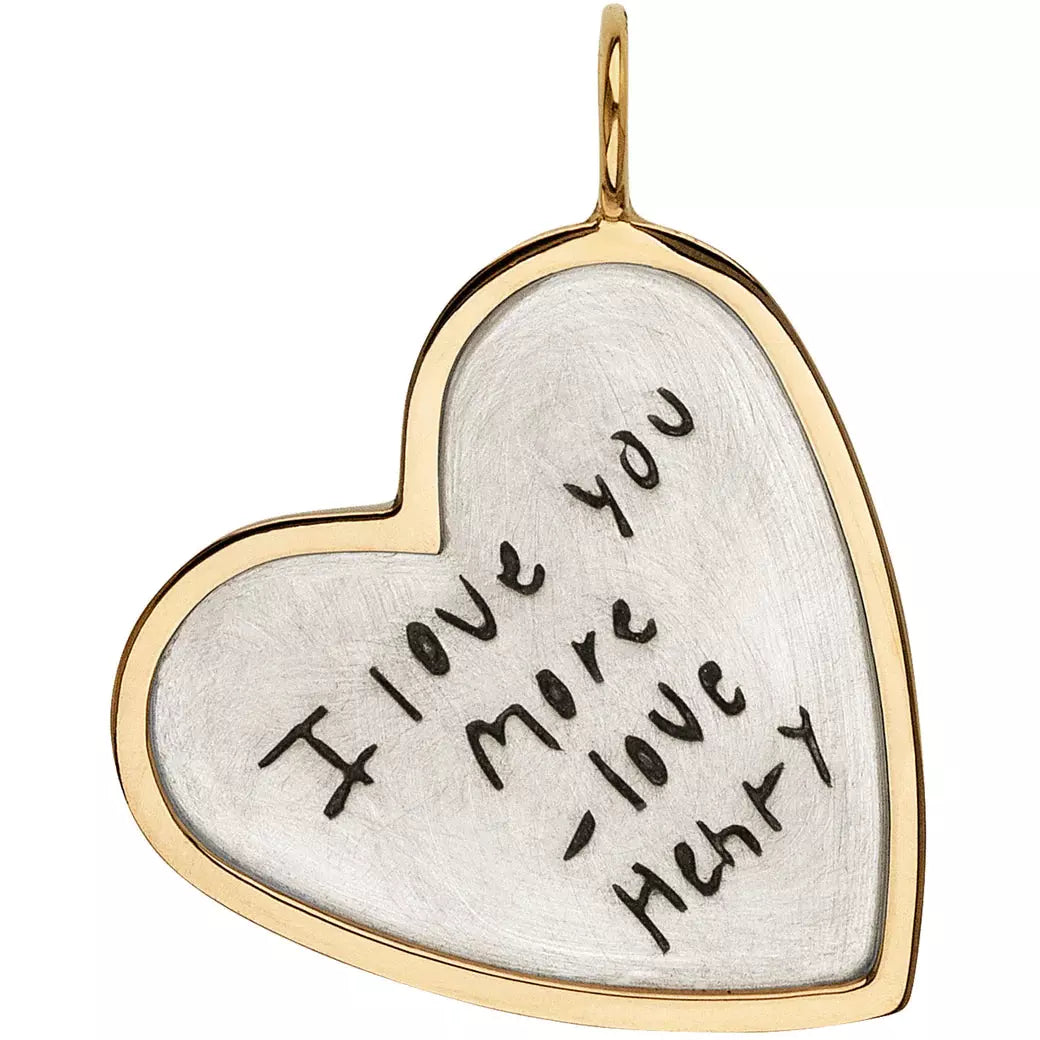 Handwritten Message Heart Charm