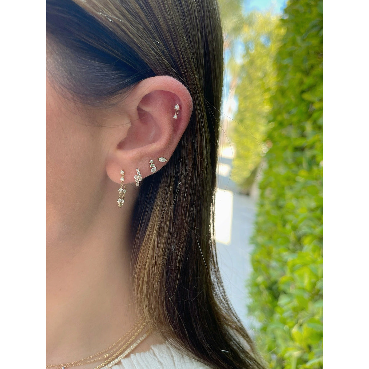 Multi Faceted Diamond Stud Earring