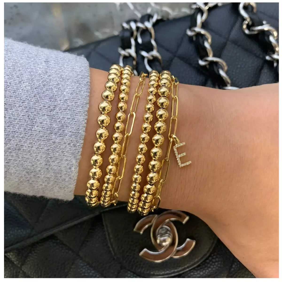 18k Gold Beaded Stretch Bracelet