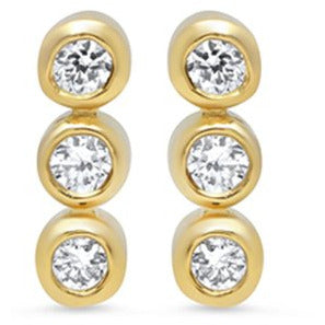 Diamond 3 Mini Bezel Stud Earrings