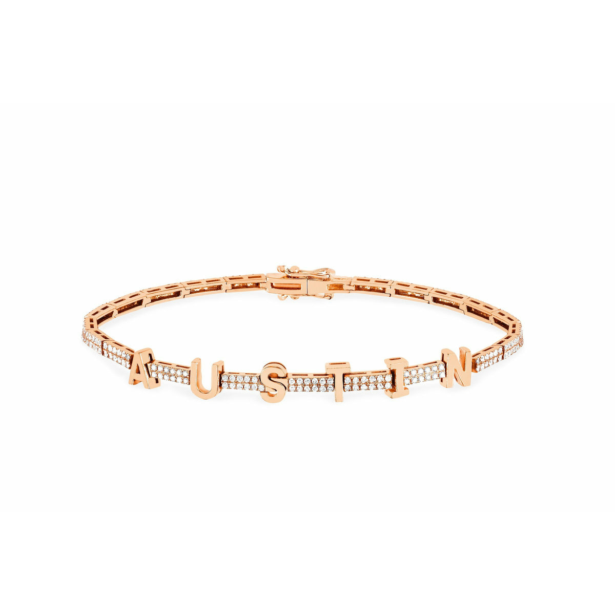 Diamond And Gold Custom Name Eternity Bracelet