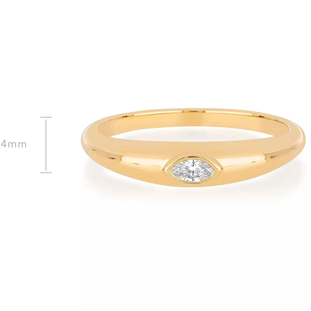 Gold Dome Ring With Diamond Marquise Center
