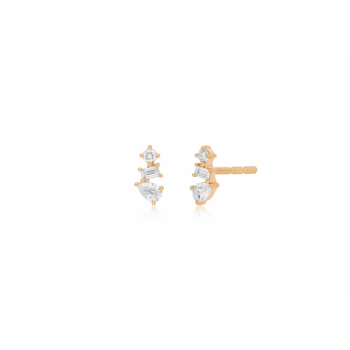 Multi Faceted Diamond Stud Earring