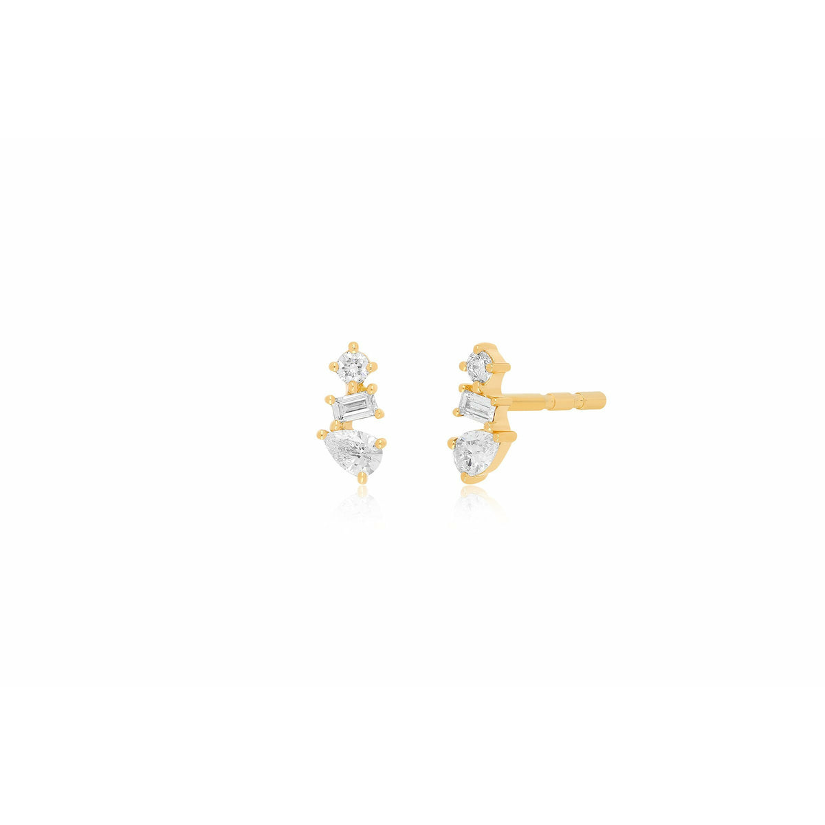 Multi Faceted Diamond Stud Earring