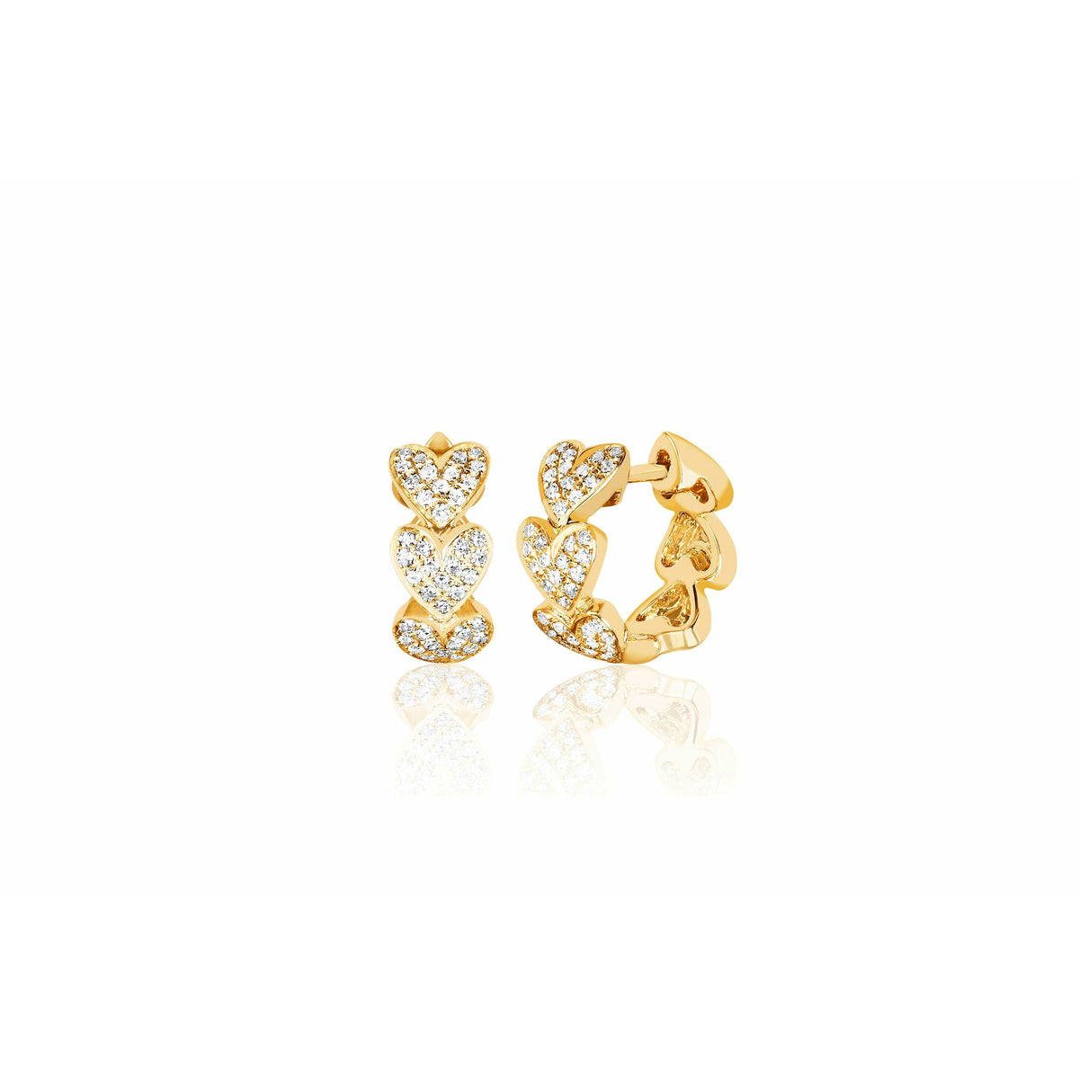 Diamond Multi Heart Huggie Earring