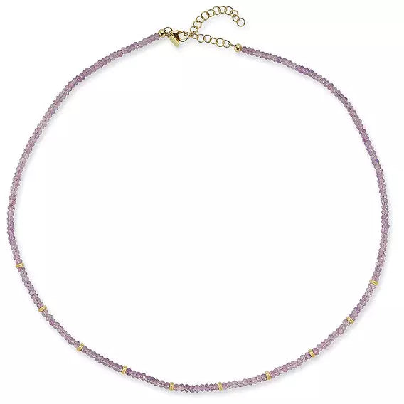 Birthstone Necklace With Gold Rondelles