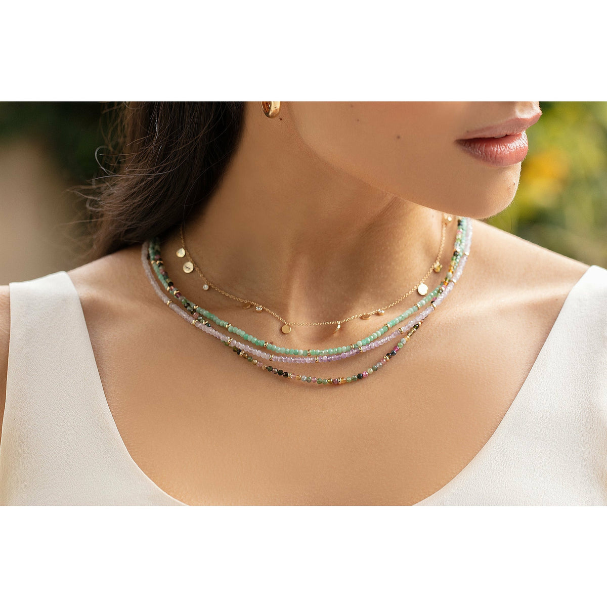 Birthstone Necklace With Gold Rondelles