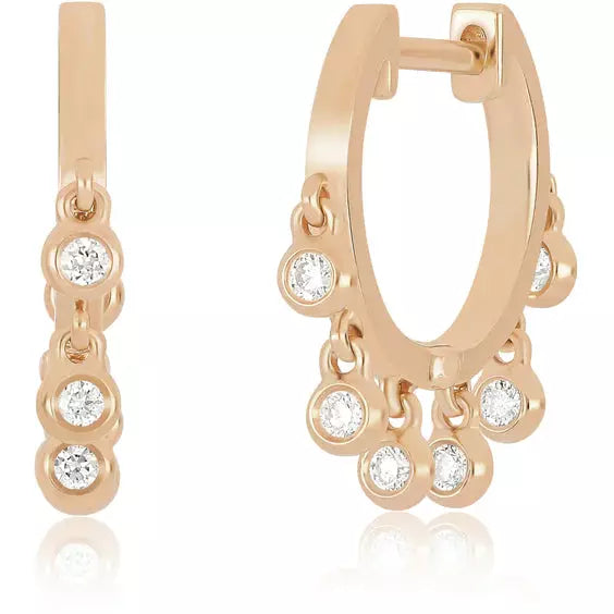 Diamond Bezel Shimmy Huggie Earring