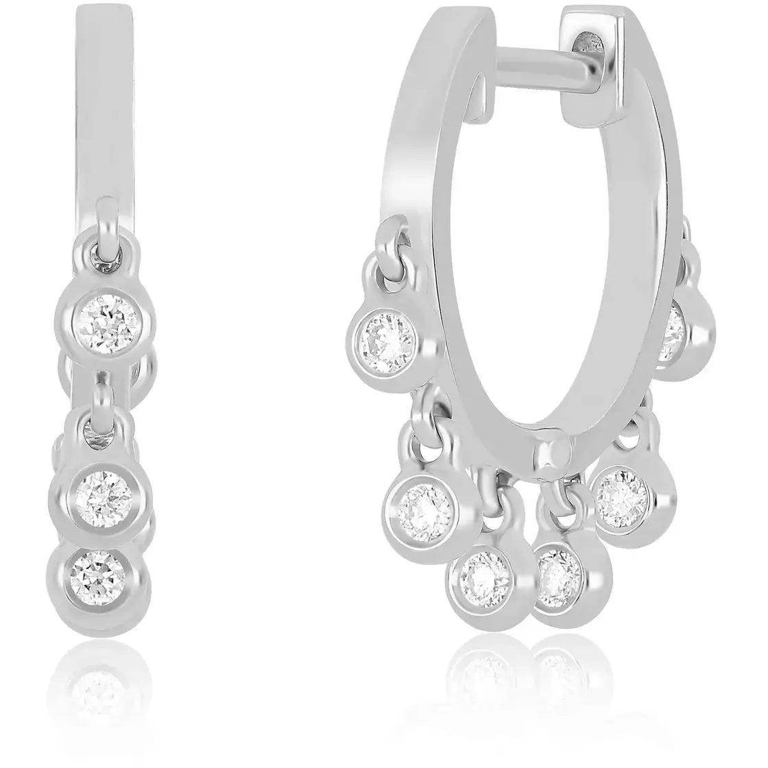 Diamond Bezel Shimmy Huggie Earring