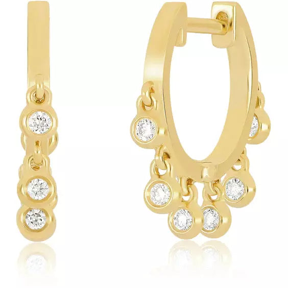 Diamond Bezel Shimmy Huggie Earring