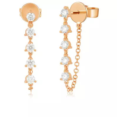 Multi Diamond Chain Stud Earring