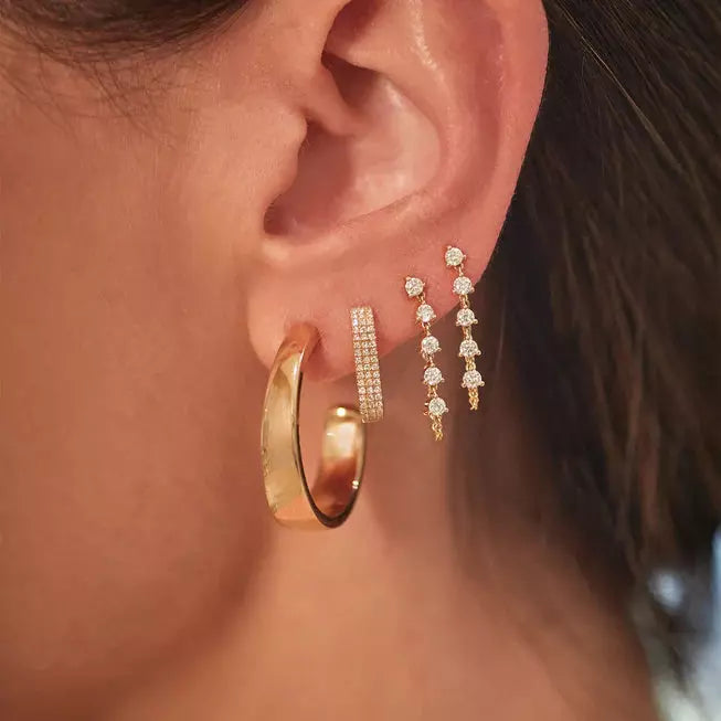 Multi Diamond Chain Stud Earring