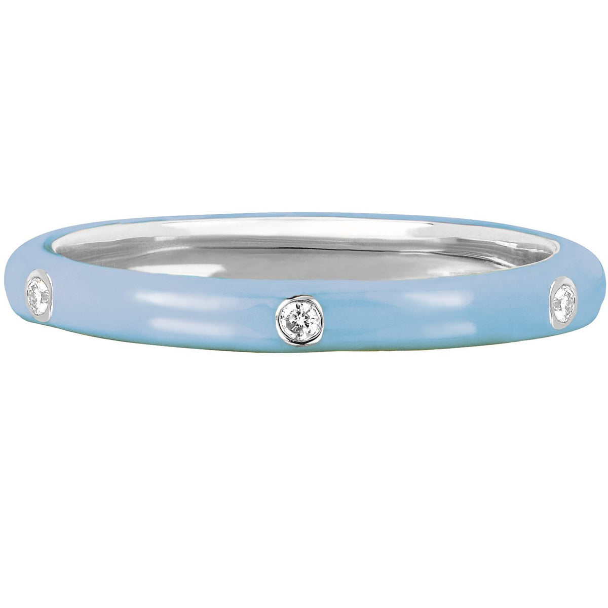 3 Diamond Baby Blue Enamel Stack Ring