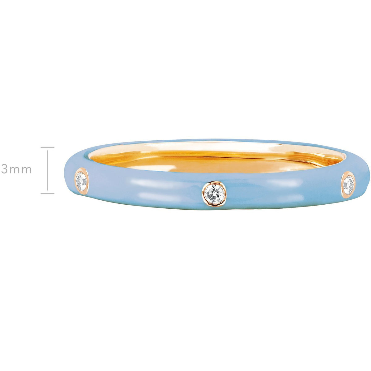 3 Diamond Baby Blue Enamel Stack Ring