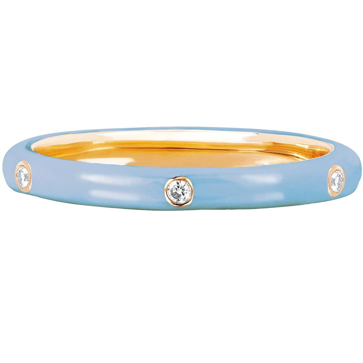 3 Diamond Baby Blue Enamel Stack Ring