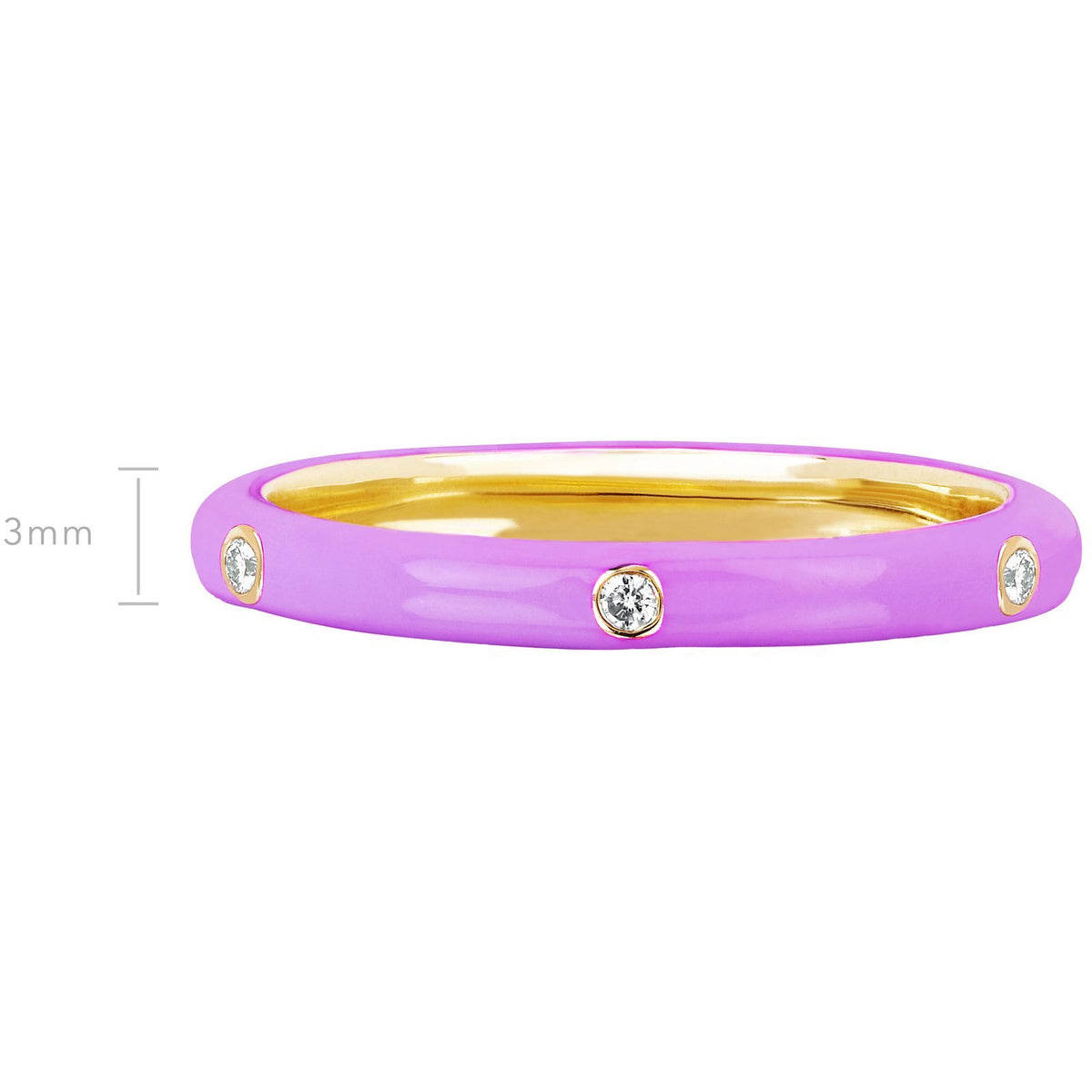 3 Diamond Lavender Enamel Stack Ring