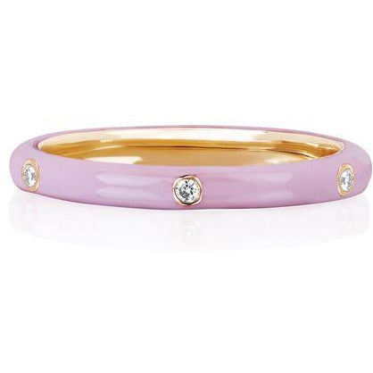 3 Diamond &amp; Light Pink Enamel Stack Ring