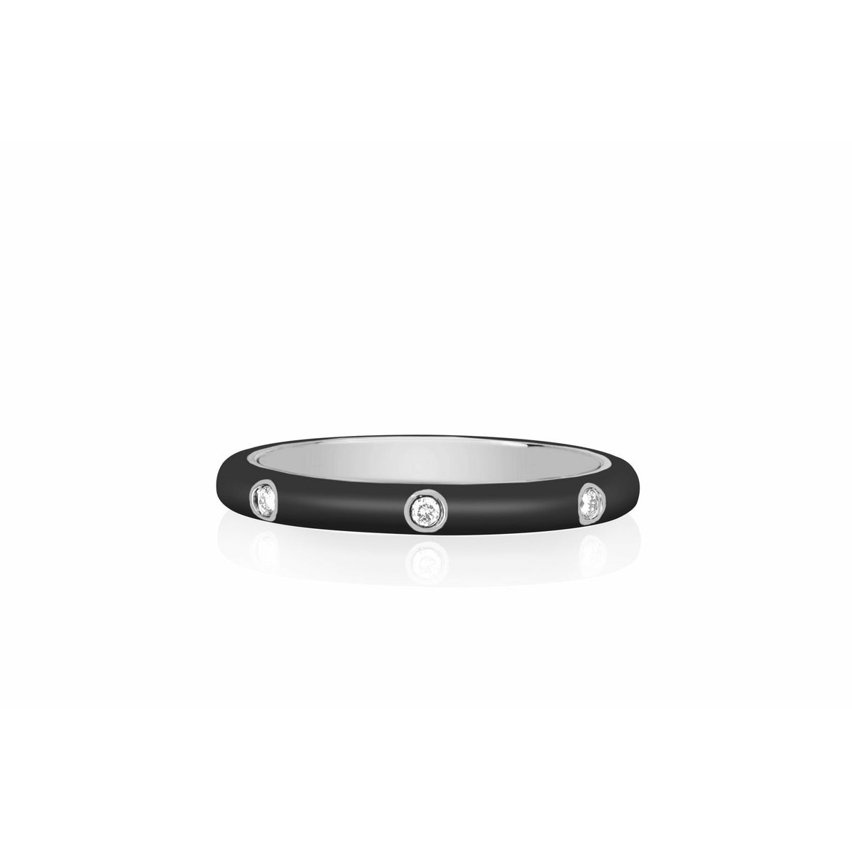 3 Diamond &amp; Slate Enamel Stack Ring