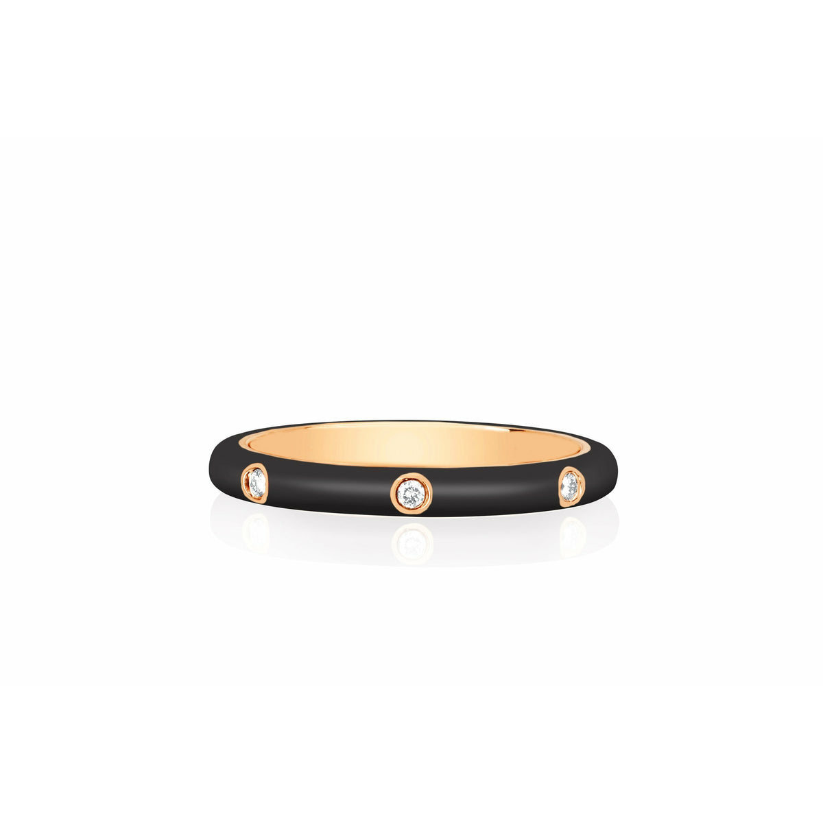 3 Diamond &amp; Slate Enamel Stack Ring