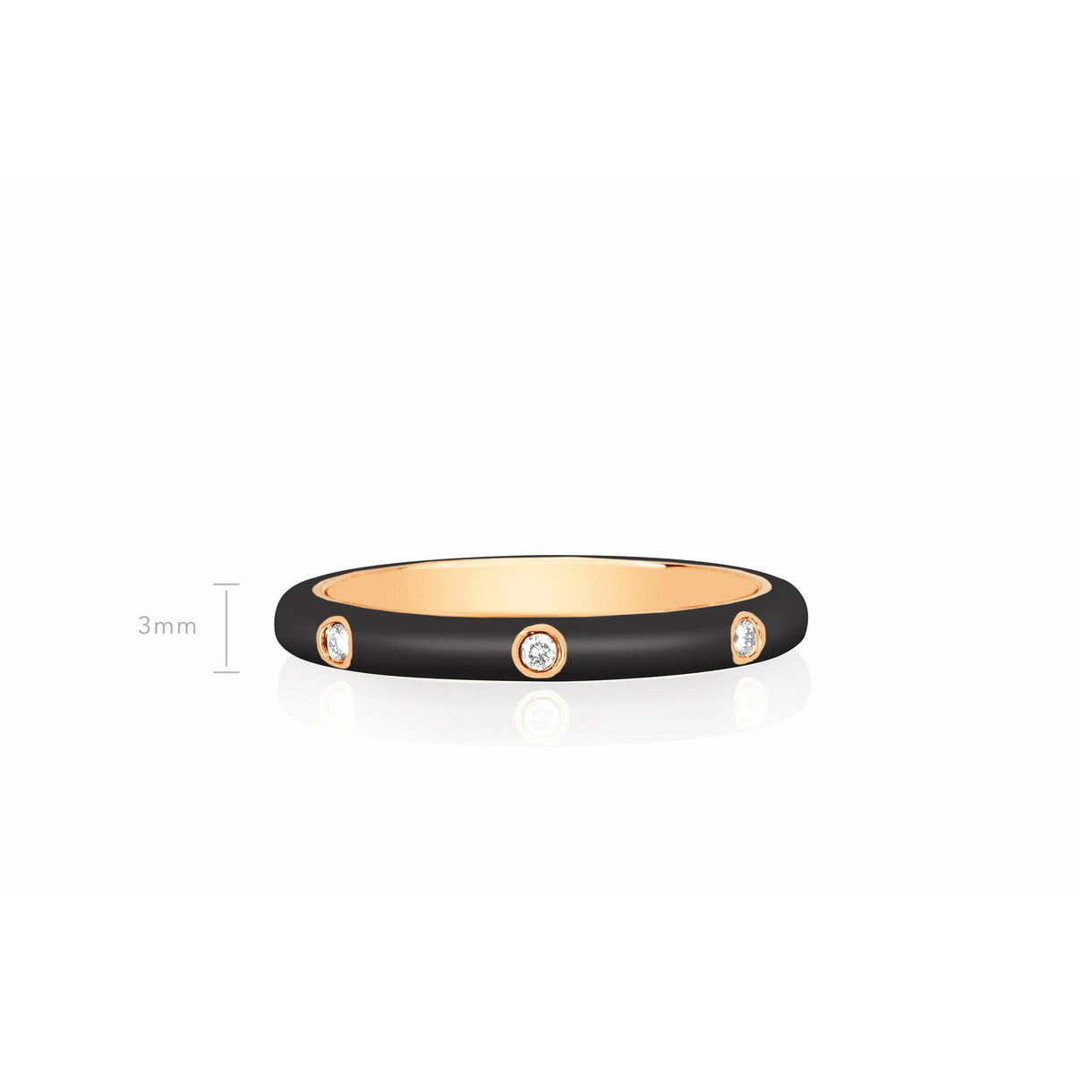 3 Diamond &amp; Slate Enamel Stack Ring