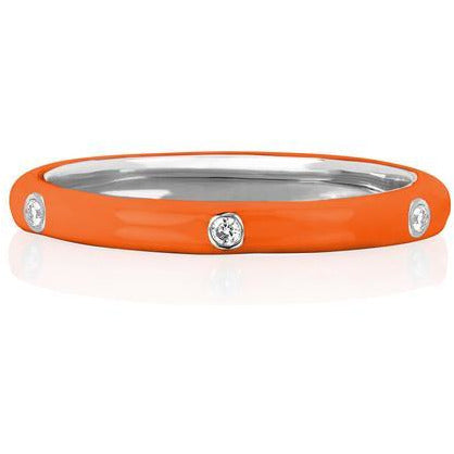 3 Diamond Orange Enamel Stack Ring