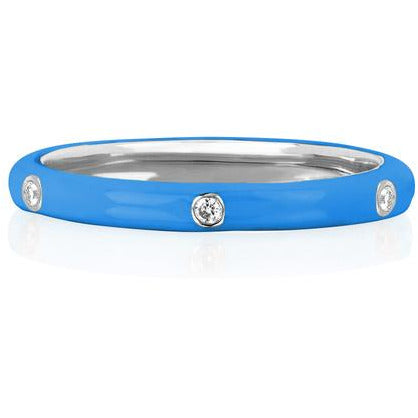 3 Diamond Blue Enamel Stack Ring