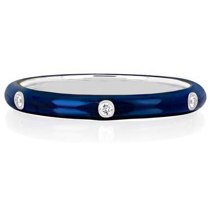 3 Diamond &amp; Navy Enamel Stack Ring