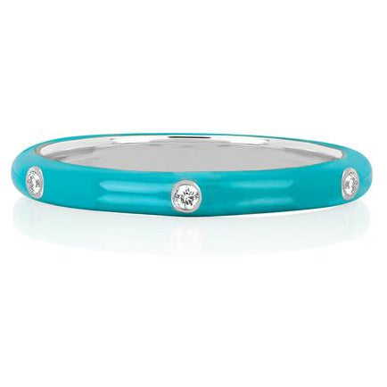 3 Diamond Turquoise Enamel Stack Ring