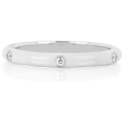3 Diamond White Enamel Stack Ring