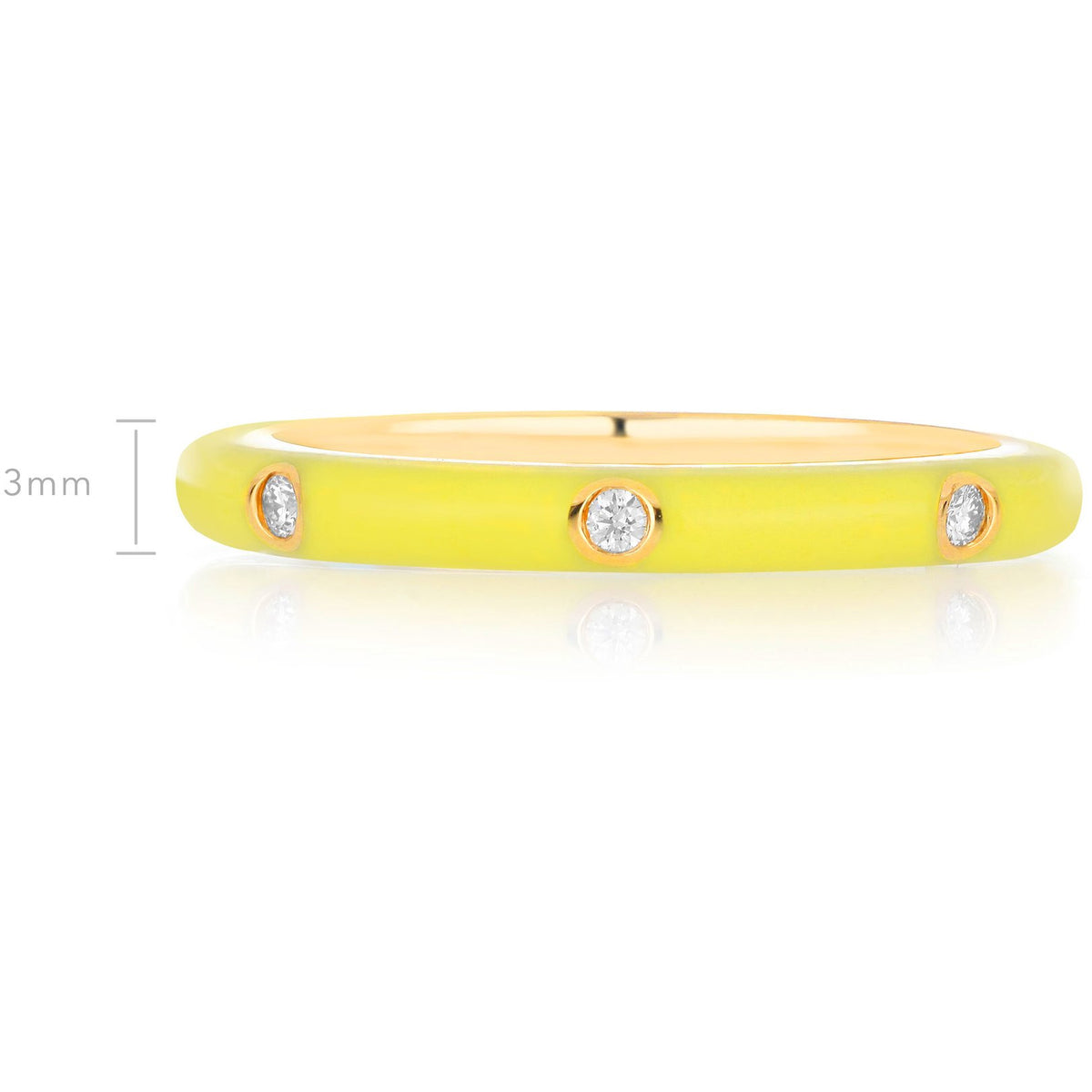 3 Diamond Yellow Enamel Stack Ring