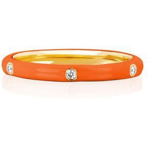 3 Diamond Orange Enamel Stack Ring