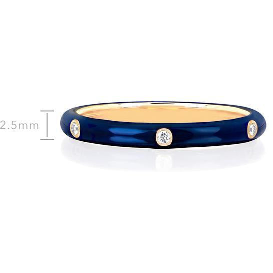 3 Diamond &amp; Navy Enamel Stack Ring