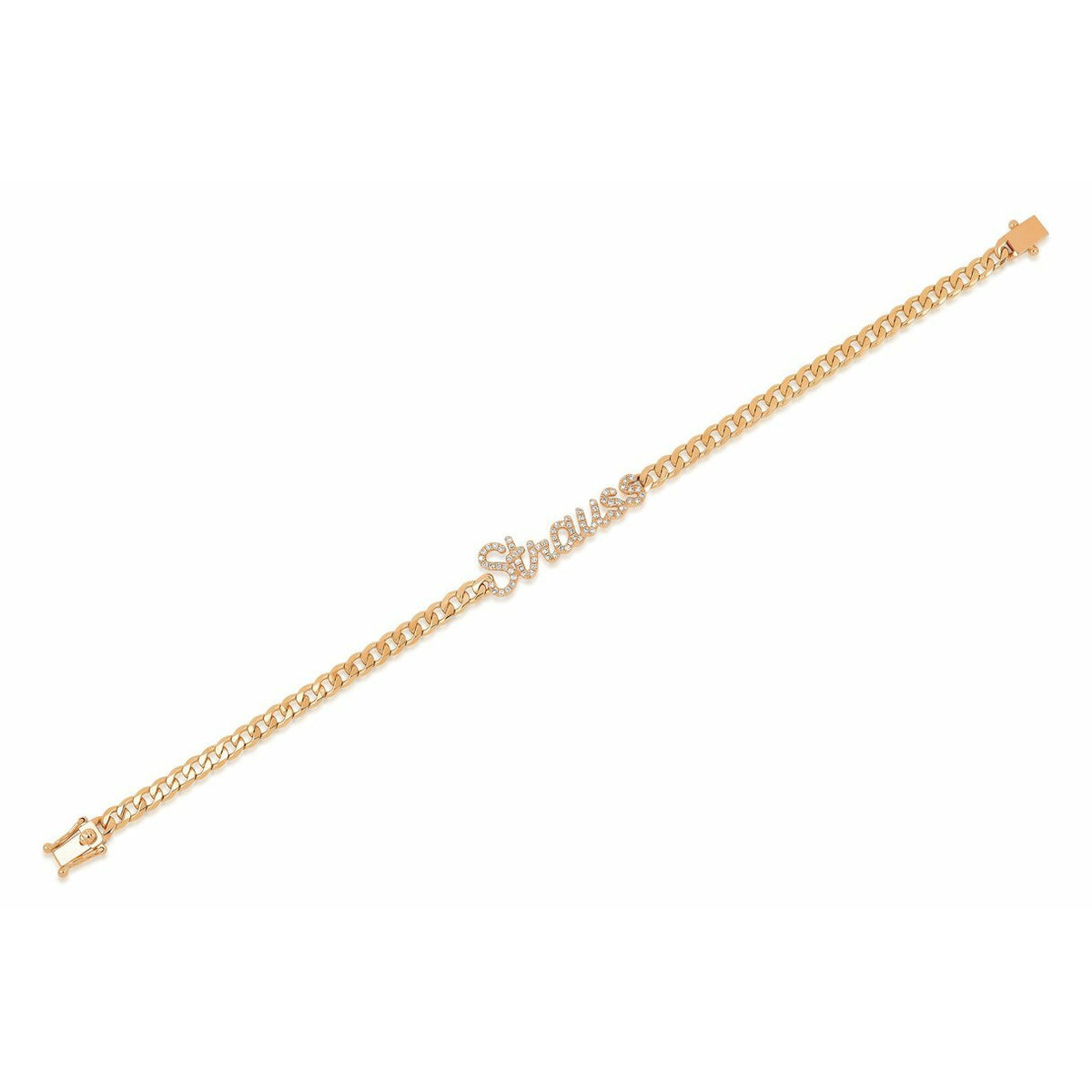 Diamond Script Name Curb Chain Bracelet