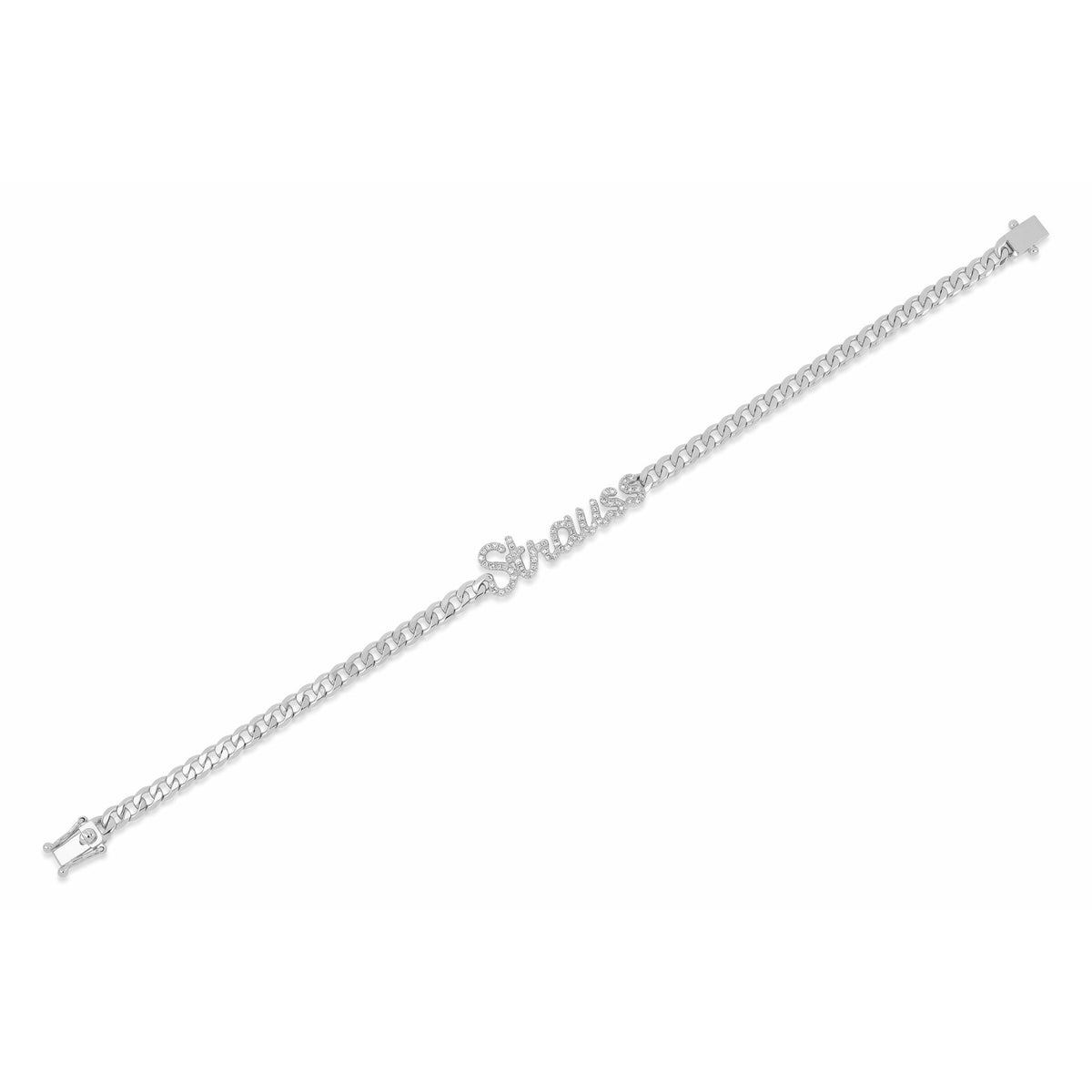 Diamond Script Name Curb Chain Bracelet