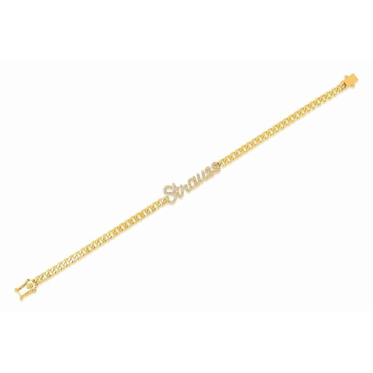 Diamond Script Name Curb Chain Bracelet