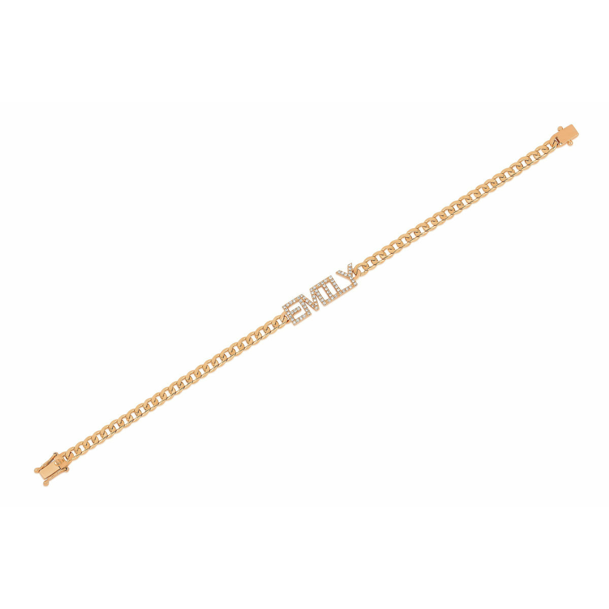 Diamond Block Name Curb Chain Bracelet