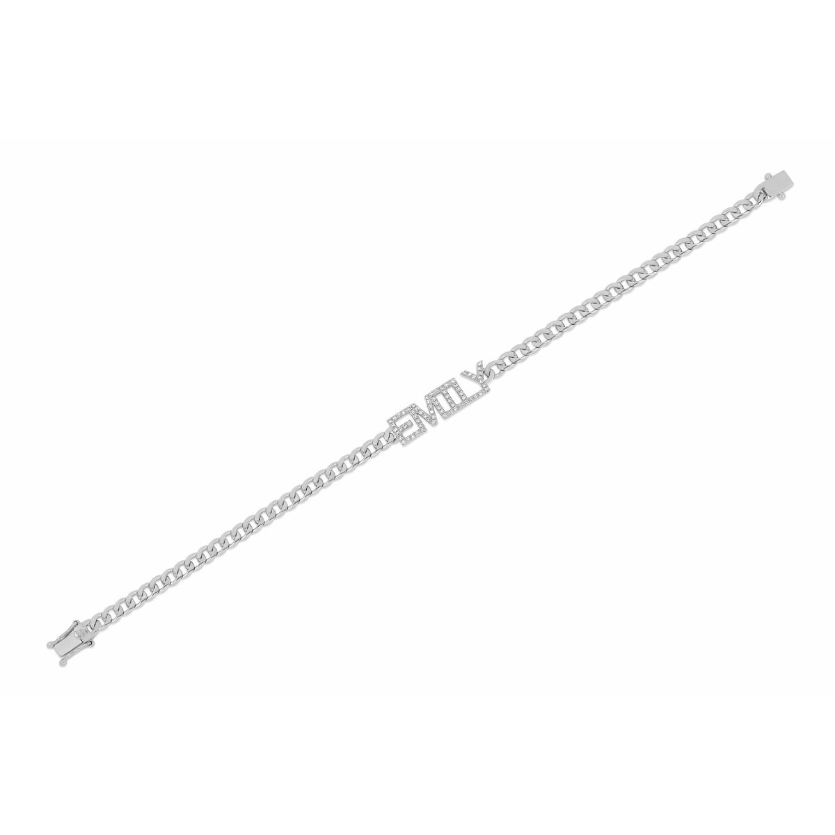 Diamond Block Name Curb Chain Bracelet