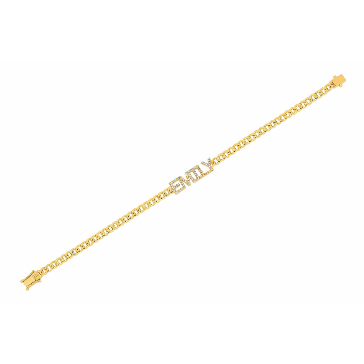 Diamond Block Name Curb Chain Bracelet