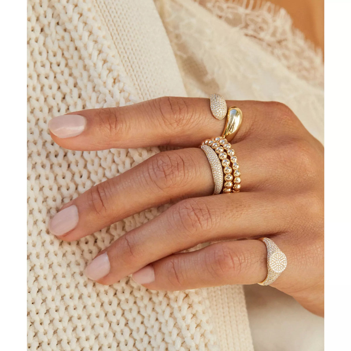 Gold Ball Stack Ring